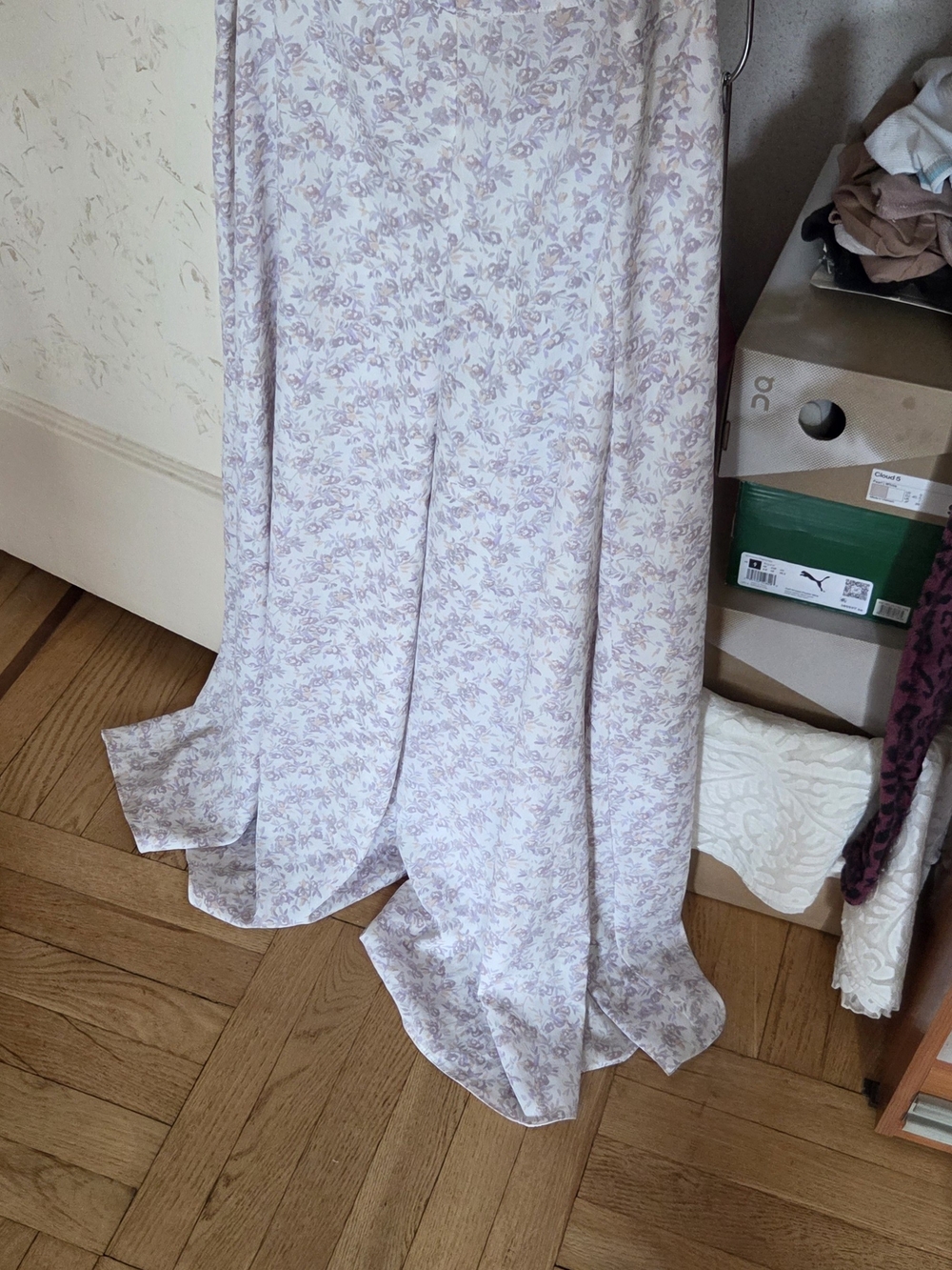 Free People Pale Lavender Floral Wide-Leg Jumpsuit